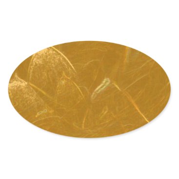 Golden Lotus Leaf - Imbossed Print Oval Sticker