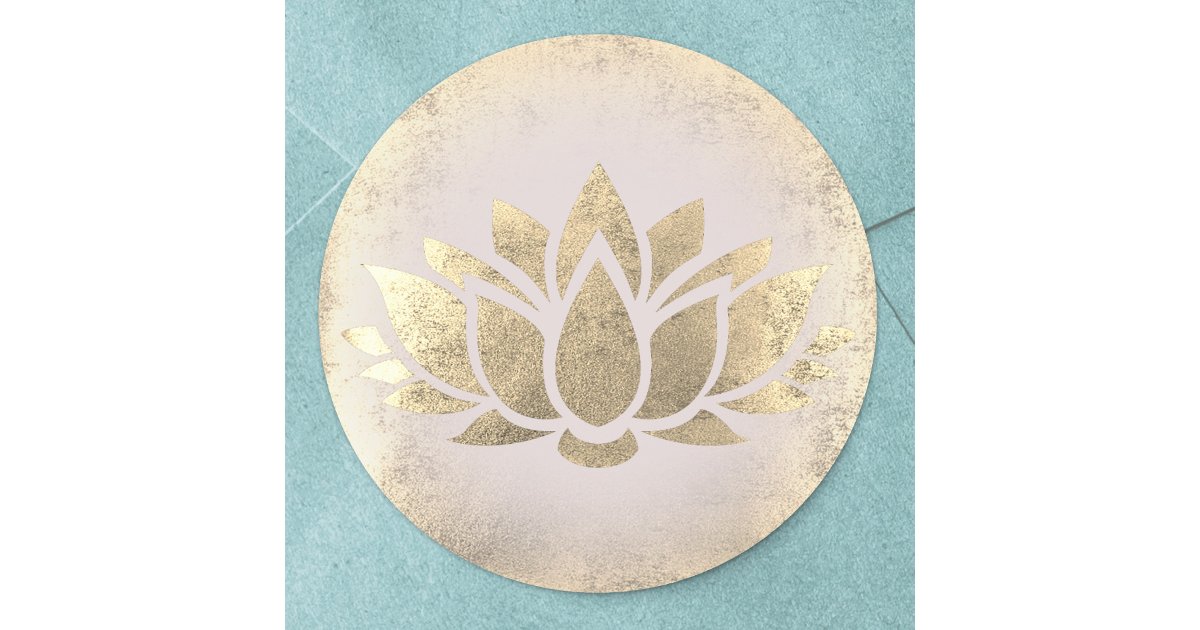 golden lotus logo classic round sticker | Zazzle