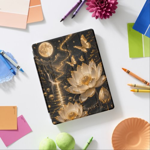 Golden Lotus Night Notebook iPad Smart Cover