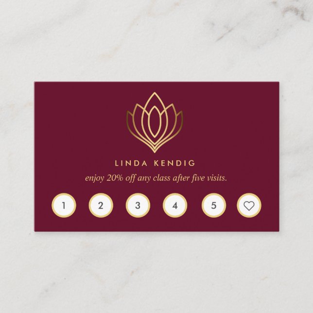 Golden Lotus  | Ruby | wellness  massage yoga Business Card (Front)