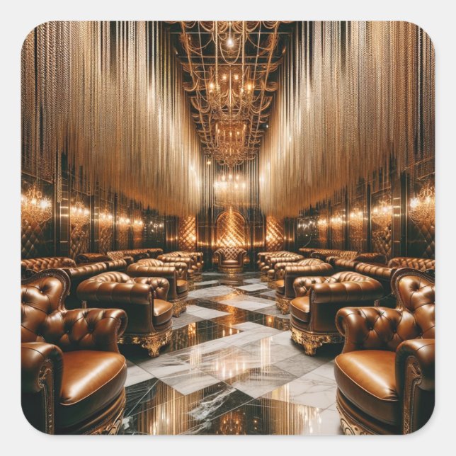 Golden Lounge Square Sticker (Front)