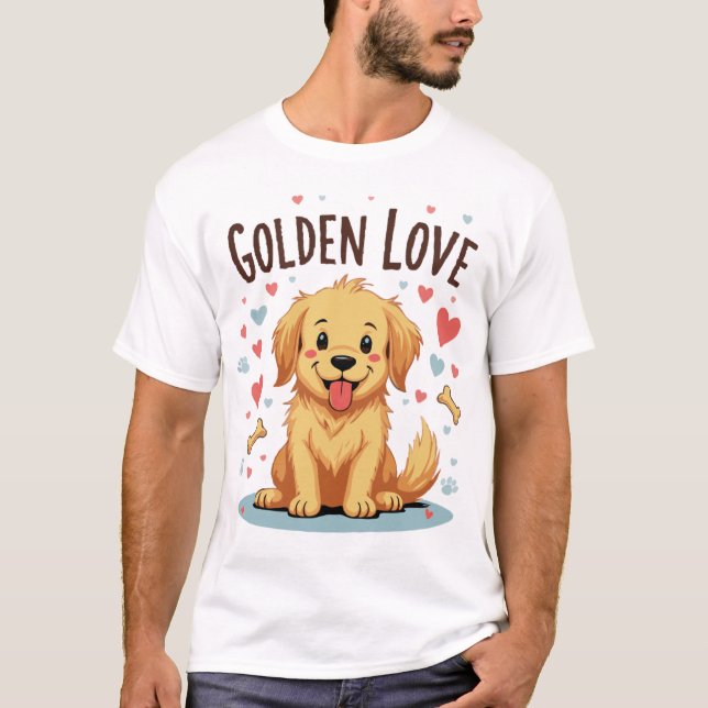 Golden Love – Adorable Golden Retriever T-Shirt (Front)