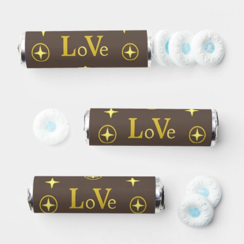 Golden Love and Stars on Brown Breath Savers Mints