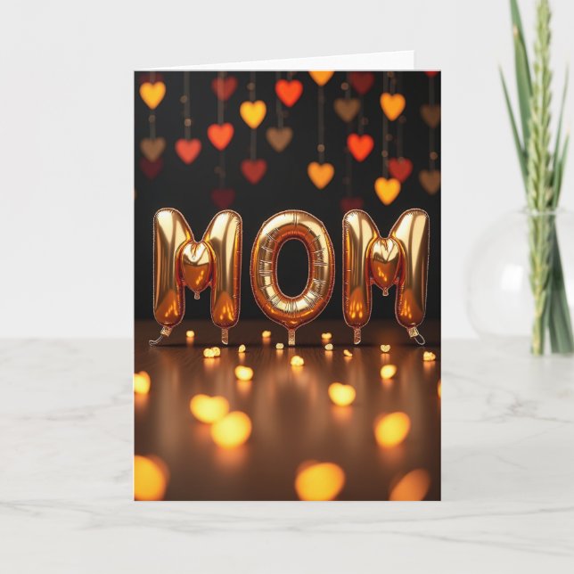 Golden Love Balloon Message Card (Front)