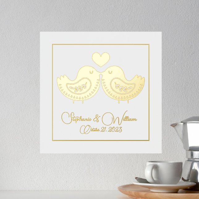 Golden Love Birds with Custom Text Foil Prints (In Situ (Counter 2))