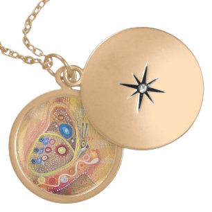 Golden Love Butterfly Painting Necklace
