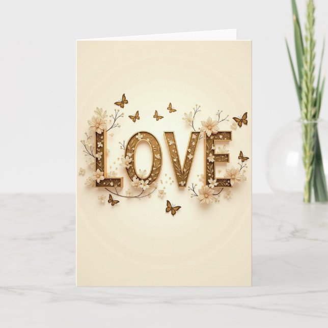 Golden Love Floral Art Card (Front)