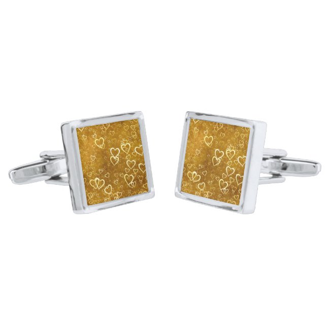 Golden Love Heart Shape Cufflinks (Angled)
