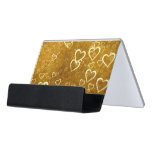 Golden Love Heart Shape Desk Business Card Holder