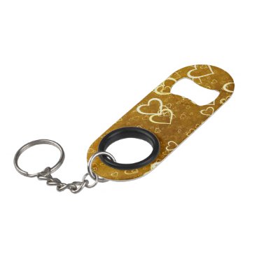 Golden Love Heart Shape Keychain Bottle Opener