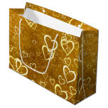 Golden Love Heart Shape Large Gift Bag