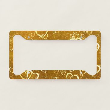 Golden Love Heart Shape License Plate Frame