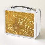 Golden Love Heart Shape Metal Lunch Box Golden Love Heart Shape Metal Lunch Box