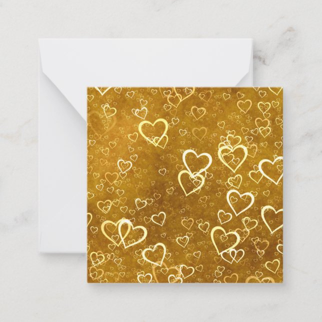 Golden Love Heart Shape Note Card (Front)