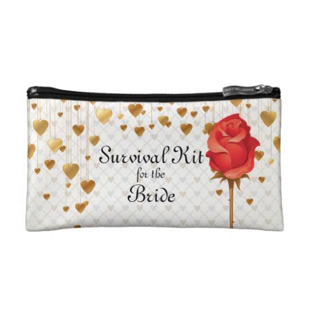 Golden Love Hearts And Rose Brides Survival Kit Cosmetic Bag