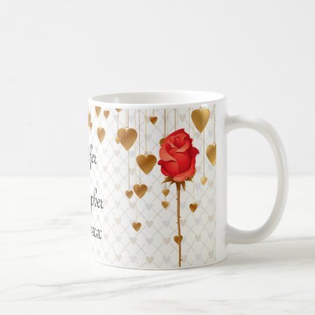 Golden Love Hearts And Rose Wedding Coffee Mug