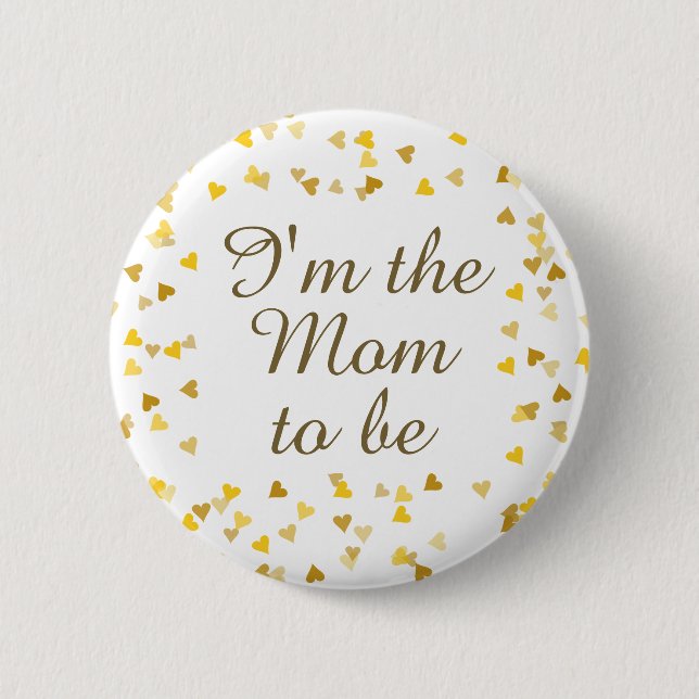 Golden Love Hearts Baby Shower / Sprinkle Pinback Button (Front)