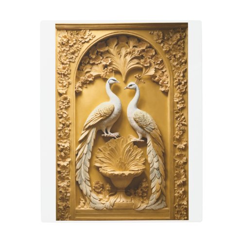 Golden Love Peacocks Embracing the Big Picture Metal Print