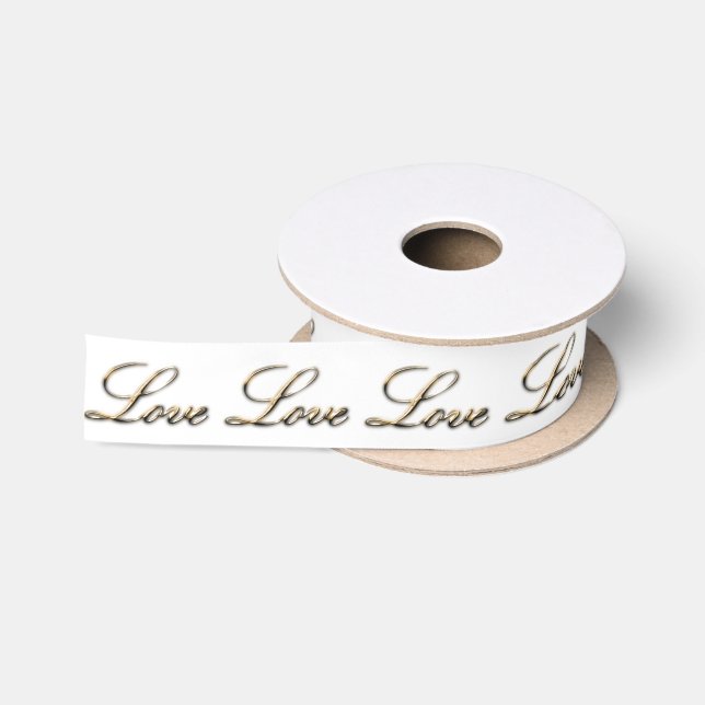 Golden Love White Wedding Ribbon (Spool)