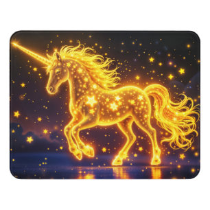 Golden lovely unicorn glow cute magic neon door sign