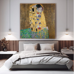 Golden Lovers Abstract Romantic Wall Art Print