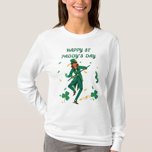 "Golden Luck – St. Patrick’s Long Sleeve Tee" T-Shirt (Front)