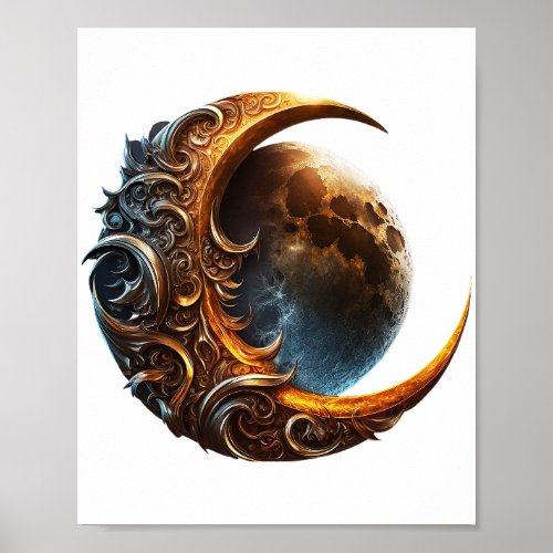 Golden Lunar Moon Poster