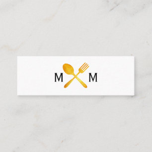Golden Luxe Food Utensils Monogram Mini Business Card