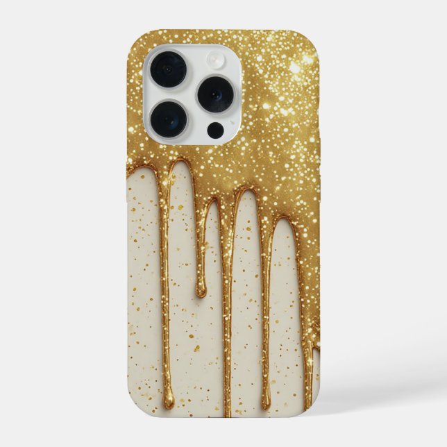 Golden Luxe Sparkle Drip ✨ Luxury Glitter Glam iPhone Case (Back)