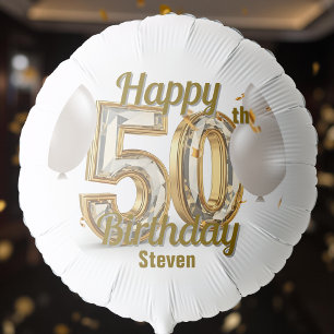Golden Luxurious Elegance 50th Birthday Greeting Balloon