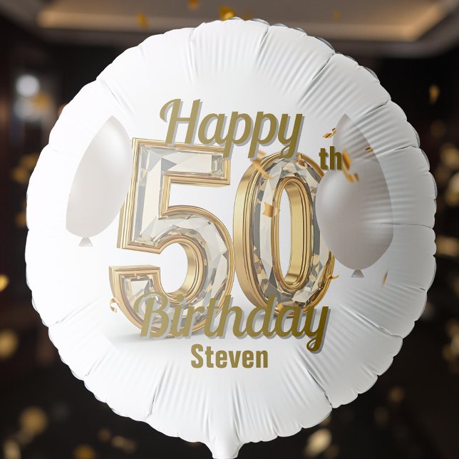 Golden Luxurious Elegance 50th Birthday Greeting Balloon (Creator Uploaded)
