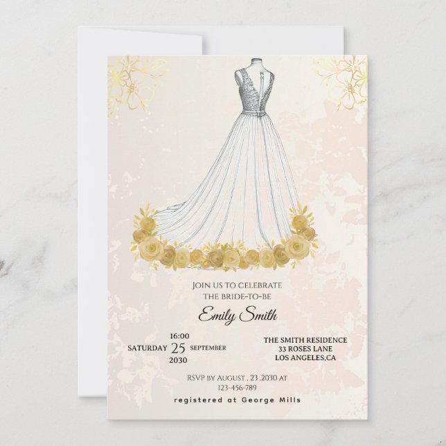 Golden Luxury Elegant Glam Bridal Shower  Invitation (Front)