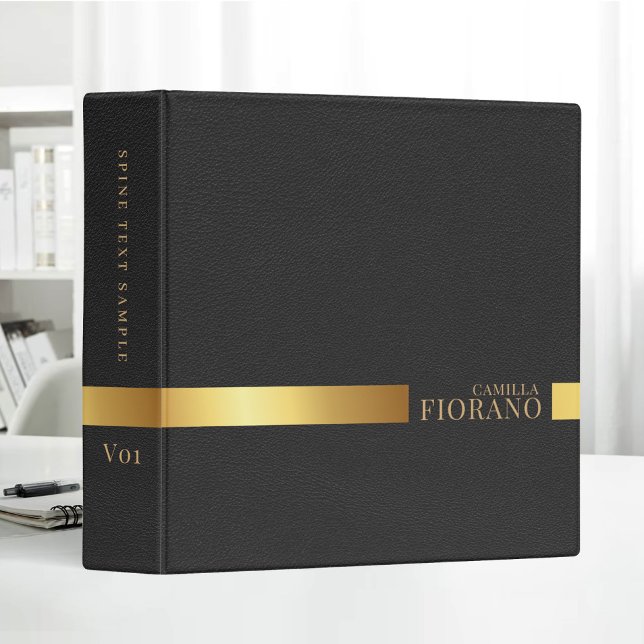 Golden Luxury Elegant Leather Texture Monogram 3 Ring Binder (Creator Uploaded)