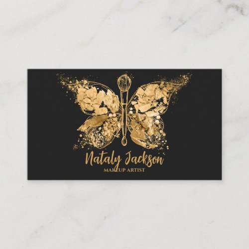 Golden Luxury Makeup Butterfly Business Card