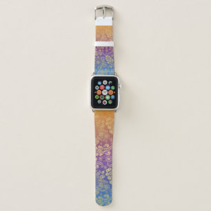 Golden Luxury Paisley on Blue, Purple and Orange Apple Watch Band