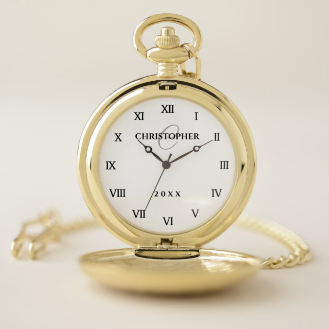 Golden luxury pocket watch gift for retirement (Inside)