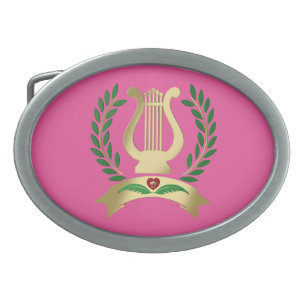 Golden lyre belt buckle