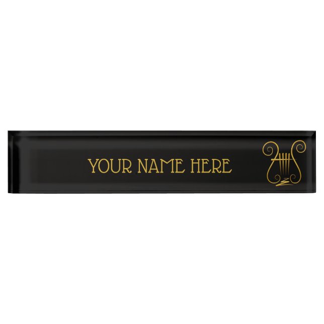 Golden Lyre Desk Name Plate (Front)
