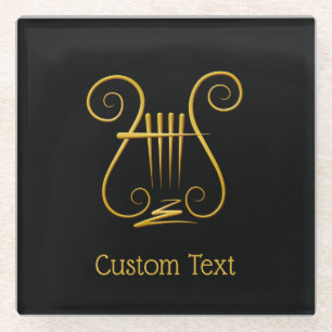 Golden Lyre Glass Coaster
