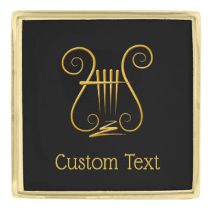Golden Lyre Gold Finish Lapel Pin