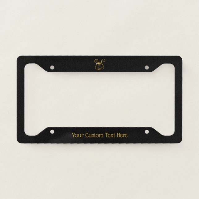 Golden Lyre License Plate Frame (Front)