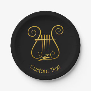 Golden Lyre Paper Plates