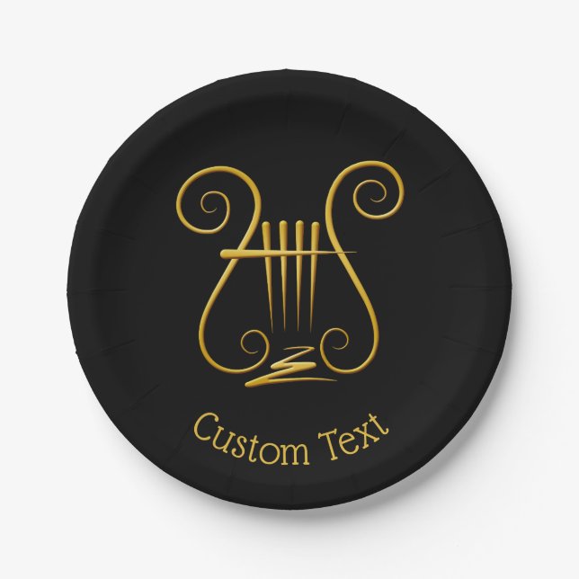 Golden Lyre Paper Plates (Front)