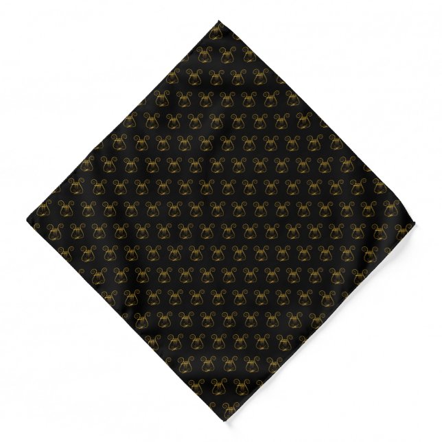 Golden Lyre Pattern Bandana (Front)
