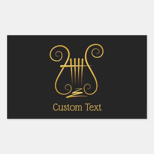 Golden Lyre Rectangular Sticker (Front)