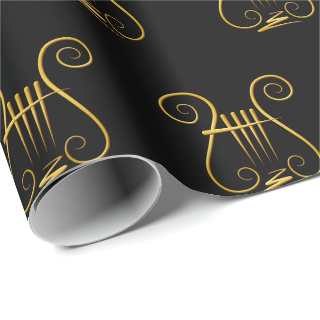Golden Lyre Wrapping Paper (Roll Corner)
