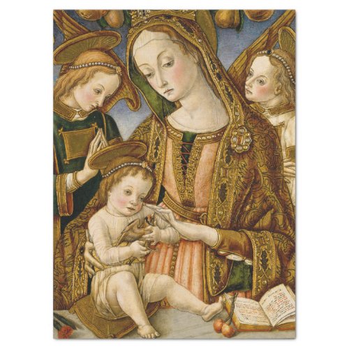 Golden Madonna with Child Jesus and Angels Tissue Paper