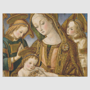 Golden Madonna with Child Jesus and Angels Tissue Paper