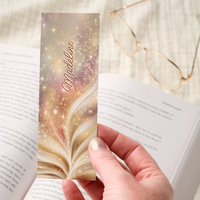 Golden Magic Book with Sparkling Starlight Bookmarks (Hand)