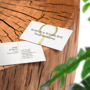 Golden Magnifying Glass Private Investigator Business Card